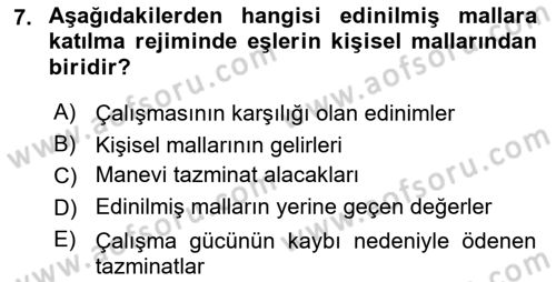 Medeni Hukuk Bilgisi Dersi 2023 - 2024 Yılı Yaz Okulu Sınav Soruları 7. Soru