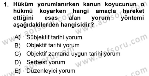 Medeni Hukuk Bilgisi Dersi 2024 - 2025 Yılı (Vize) Ara Sınav Soruları 1. Soru