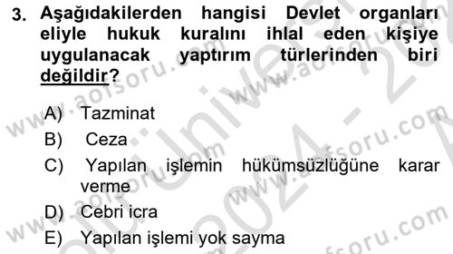 Medeni Hukuk Bilgisi Dersi 2024 - 2025 Yılı (Vize) Ara Sınav Soruları 3. Soru
