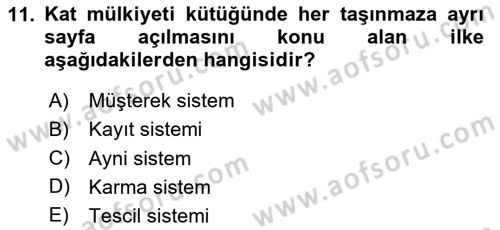 Medeni Hukuk Bilgisi Dersi 2024 - 2025 Yılı (Final) Dönem Sonu Sınav Soruları 11. Soru