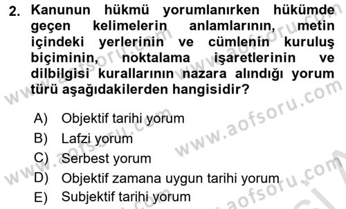 Medeni Hukuk Bilgisi Dersi 2024 - 2025 Yılı Yaz Okulu Sınav Soruları 2. Soru