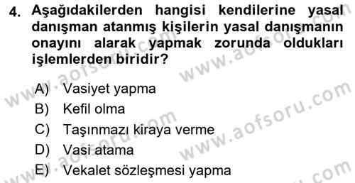 Medeni Hukuk Bilgisi Dersi 2024 - 2025 Yılı Yaz Okulu Sınav Soruları 4. Soru