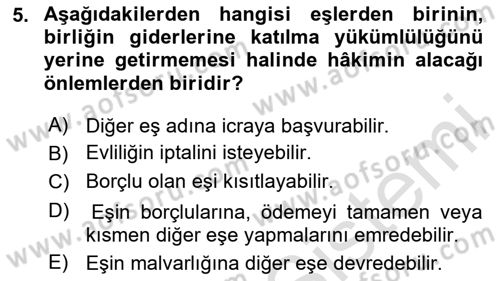 Medeni Hukuk Bilgisi Dersi 2024 - 2025 Yılı Yaz Okulu Sınav Soruları 5. Soru