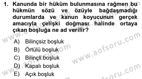 Medeni Hukuk Bilgisi Dersi 2025 - 2026 Yılı (Vize) Ara Sınav Soruları 1. Soru