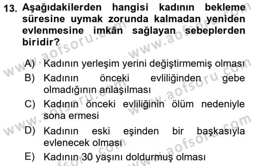 Medeni Hukuk Bilgisi Dersi 2025 - 2026 Yılı (Vize) Ara Sınav Soruları 13. Soru