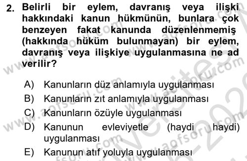 Medeni Hukuk Bilgisi Dersi 2025 - 2026 Yılı (Vize) Ara Sınav Soruları 2. Soru
