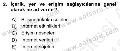 Bilişim Hukuku Dersi 2017 - 2018 Yılı (Vize) Ara Sınav Soruları 2. Soru