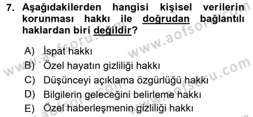 Bilişim Hukuku Dersi 2017 - 2018 Yılı (Vize) Ara Sınav Soruları 7. Soru