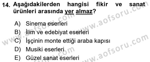 Bilişim Hukuku Dersi 2017 - 2018 Yılı (Final) Dönem Sonu Sınav Soruları 14. Soru