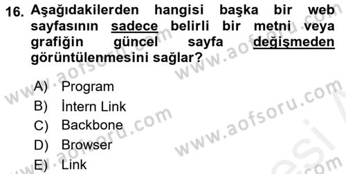 Bilişim Hukuku Dersi 2017 - 2018 Yılı (Final) Dönem Sonu Sınav Soruları 16. Soru