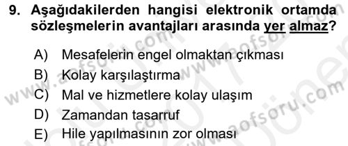 Bilişim Hukuku Dersi 2017 - 2018 Yılı (Final) Dönem Sonu Sınav Soruları 9. Soru
