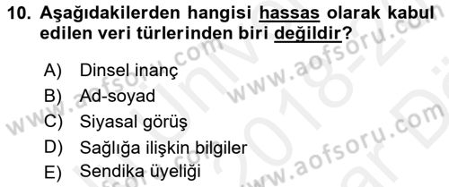 Bilişim Hukuku Dersi 2018 - 2019 Yılı (Vize) Ara Sınav Soruları 10. Soru