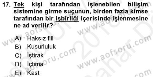 Bilişim Hukuku Dersi 2018 - 2019 Yılı (Vize) Ara Sınav Soruları 17. Soru