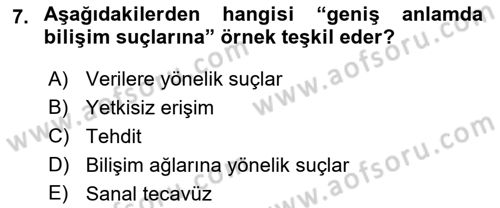Bilişim Hukuku Dersi 2018 - 2019 Yılı (Vize) Ara Sınav Soruları 7. Soru