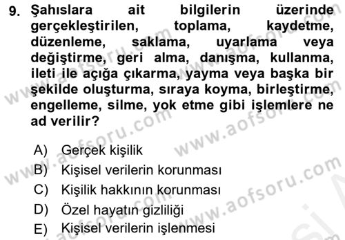Bilişim Hukuku Dersi 2018 - 2019 Yılı (Vize) Ara Sınav Soruları 9. Soru