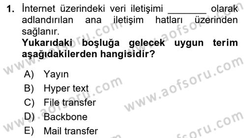 Bilişim Hukuku Dersi 2020 - 2021 Yılı Yaz Okulu Sınavı 1. Soru