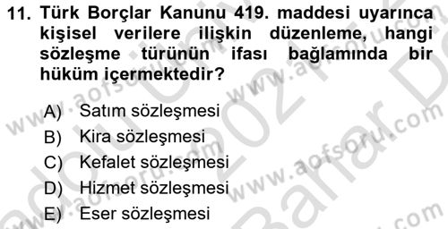 Bilişim Hukuku Dersi 2021 - 2022 Yılı (Vize) Ara Sınav Soruları 11. Soru