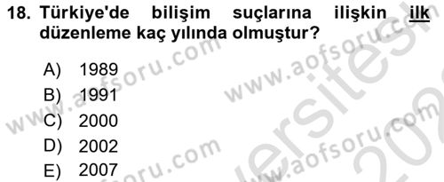 Bilişim Hukuku Dersi 2021 - 2022 Yılı (Vize) Ara Sınavı 18. Soru