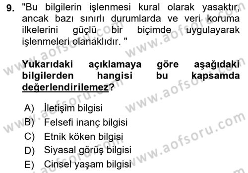 Bilişim Hukuku Dersi 2021 - 2022 Yılı (Vize) Ara Sınav Soruları 9. Soru