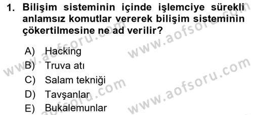 Bilişim Hukuku Dersi 2021 - 2022 Yılı (Final) Dönem Sonu Sınav Soruları 1. Soru