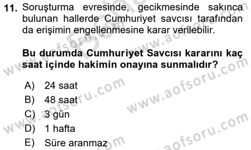 Bilişim Hukuku Dersi 2021 - 2022 Yılı (Final) Dönem Sonu Sınavı 11. Soru