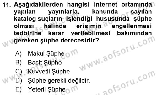 Bilişim Hukuku Dersi 2021 - 2022 Yılı Yaz Okulu Sınav Soruları 11. Soru