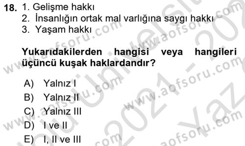 Bilişim Hukuku Dersi 2021 - 2022 Yılı Yaz Okulu Sınav Soruları 18. Soru