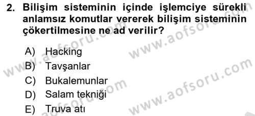 Bilişim Hukuku Dersi 2022 - 2023 Yılı Yaz Okulu Sınavı 2. Soru