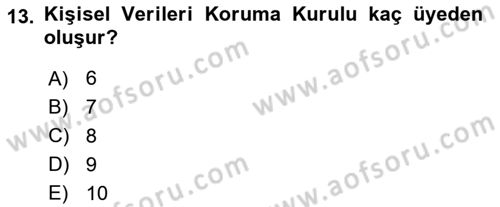 Bilişim Hukuku Dersi 2023 - 2024 Yılı (Vize) Ara Sınavı 13. Soru