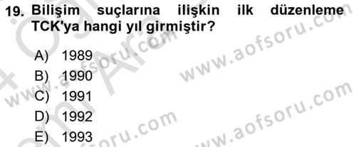 Bilişim Hukuku Dersi 2023 - 2024 Yılı (Vize) Ara Sınav Soruları 19. Soru