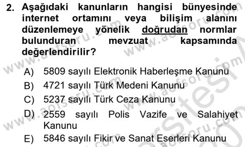 Bilişim Hukuku Dersi 2023 - 2024 Yılı (Vize) Ara Sınavı 2. Soru