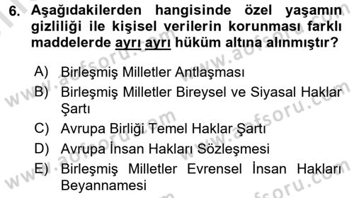 Bilişim Hukuku Dersi 2023 - 2024 Yılı (Vize) Ara Sınav Soruları 6. Soru