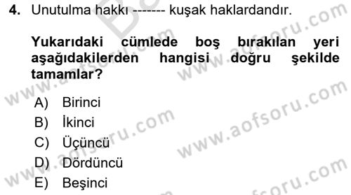 Bilişim Hukuku Dersi 2023 - 2024 Yılı (Final) Dönem Sonu Sınavı 4. Soru