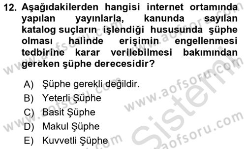 Bilişim Hukuku Dersi 2023 - 2024 Yılı Yaz Okulu Sınav Soruları 12. Soru