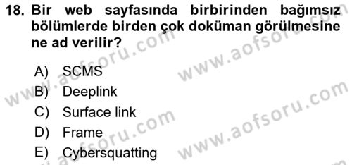 Bilişim Hukuku Dersi 2023 - 2024 Yılı Yaz Okulu Sınav Soruları 18. Soru