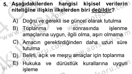 Bilişim Hukuku Dersi 2023 - 2024 Yılı Yaz Okulu Sınav Soruları 5. Soru