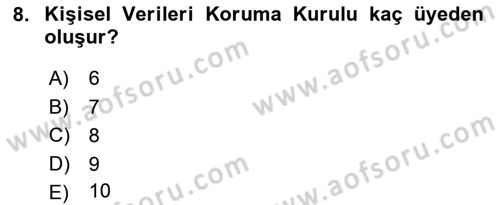 Bilişim Hukuku Dersi 2023 - 2024 Yılı Yaz Okulu Sınavı 8. Soru