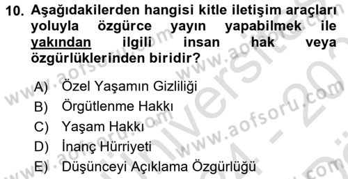 Bilişim Hukuku Dersi 2024 - 2025 Yılı (Vize) Ara Sınav Soruları 10. Soru