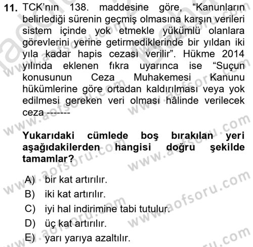 Bilişim Hukuku Dersi 2024 - 2025 Yılı (Vize) Ara Sınav Soruları 11. Soru