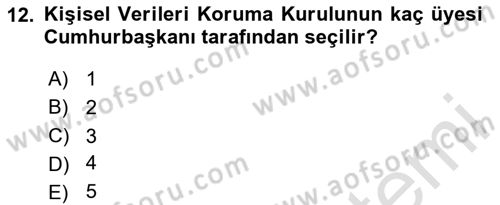 Bilişim Hukuku Dersi 2024 - 2025 Yılı (Vize) Ara Sınav Soruları 12. Soru