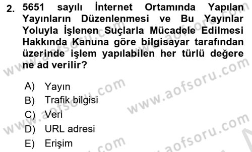 Bilişim Hukuku Dersi 2024 - 2025 Yılı (Vize) Ara Sınav Soruları 2. Soru