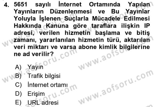 Bilişim Hukuku Dersi 2024 - 2025 Yılı (Vize) Ara Sınav Soruları 4. Soru