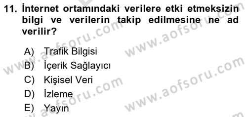 Bilişim Hukuku Dersi 2024 - 2025 Yılı (Final) Dönem Sonu Sınav Soruları 11. Soru