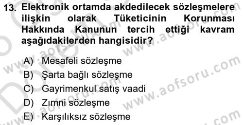 Bilişim Hukuku Dersi 2024 - 2025 Yılı (Final) Dönem Sonu Sınav Soruları 13. Soru