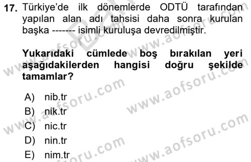 Bilişim Hukuku Dersi 2024 - 2025 Yılı (Final) Dönem Sonu Sınav Soruları 17. Soru