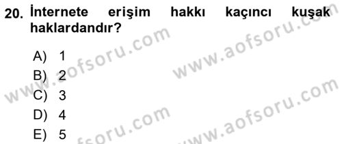 Bilişim Hukuku Dersi 2024 - 2025 Yılı (Final) Dönem Sonu Sınav Soruları 20. Soru
