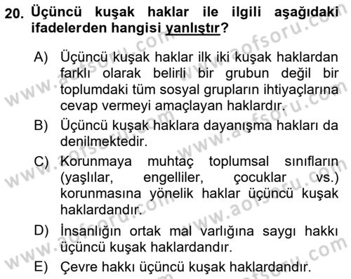 Bilişim Hukuku Dersi 2024 - 2025 Yılı Yaz Okulu Sınav Soruları 20. Soru