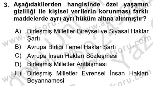 Bilişim Hukuku Dersi 2024 - 2025 Yılı Yaz Okulu Sınav Soruları 3. Soru