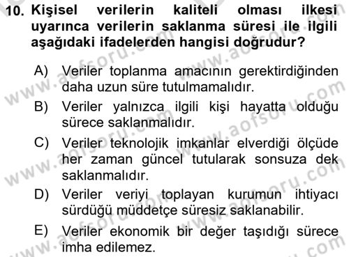 Bilişim Hukuku Dersi 2025 - 2026 Yılı (Vize) Ara Sınav Soruları 10. Soru