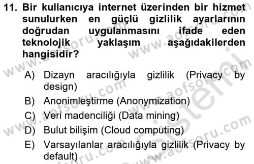 Bilişim Hukuku Dersi 2025 - 2026 Yılı (Vize) Ara Sınav Soruları 11. Soru